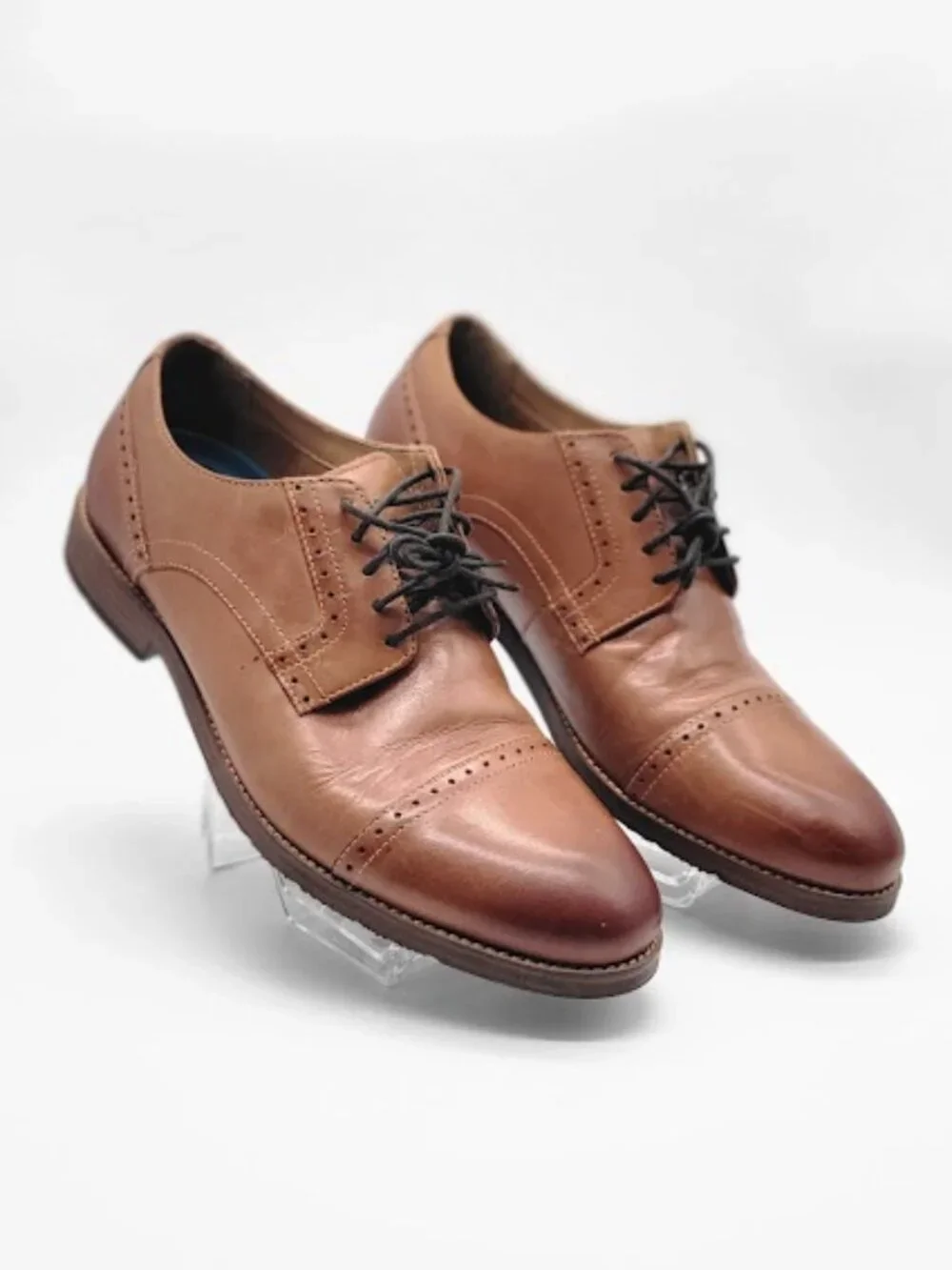 NUNN BUSH Men’s Size 11 M Tan Brown Leather Cap Toe Lace-Up Oxford Shoes EUC